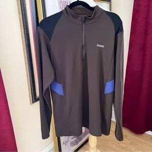Running Room Athletic Brown Black Blue Running 1/4 Zip Pullover Jacket Size XL